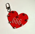 666 Studded Heart Keychain/Bag Charm