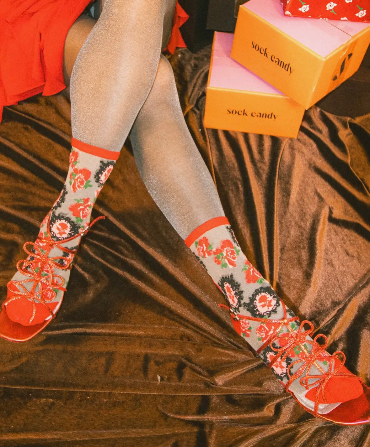 Cameo Rose Sheer Socks