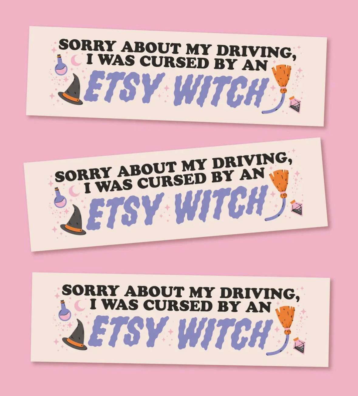 Cursed by an Etsy Witch Magnetic Bumper Sticker