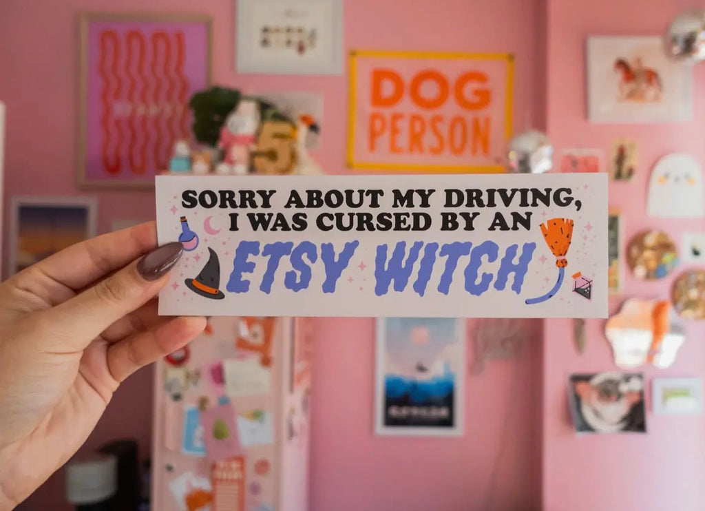 Cursed by an Etsy Witch Magnetic Bumper Sticker