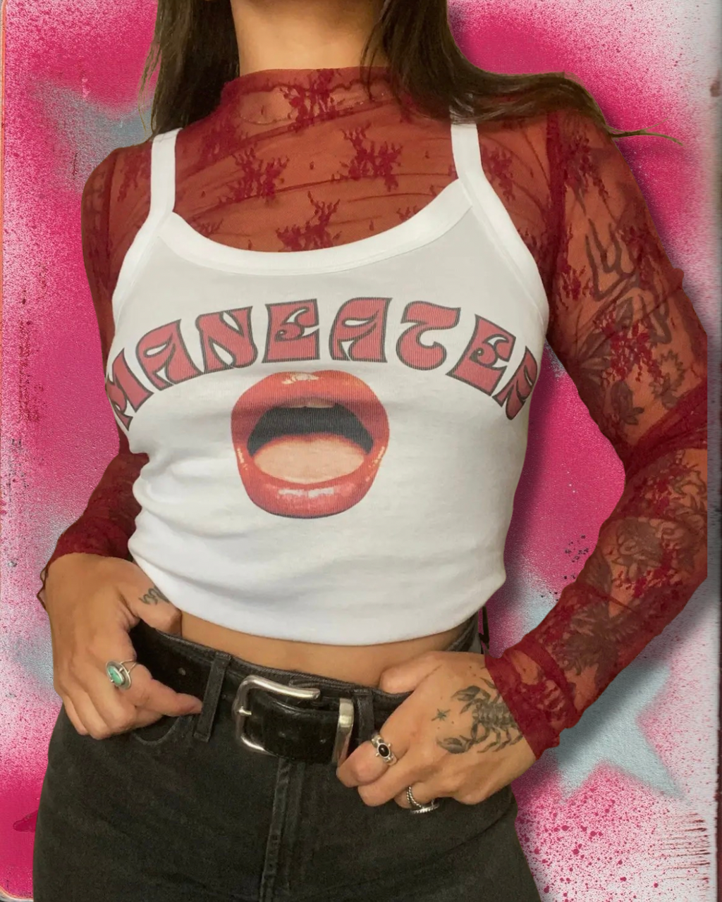 Maneater Cropped Strappy Tank